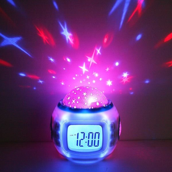 Clock "Starry Sky Projector" with alarm clock, thermometer, calendar and multi-colored projection