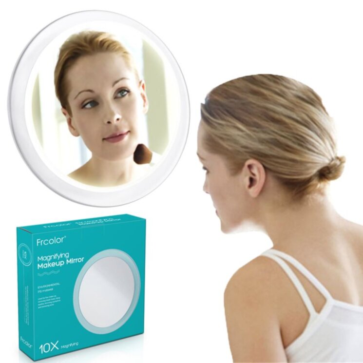 Cosmetic magnifying mirror with a diameter of 15 cm with 10x magnification 10X on suction cups