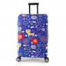 Protective cover "Happy Cat" for suitcase (Size S) with color print, thick stretch material, cutouts for handles