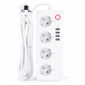 Smart surge protector Tuya Wi-fi PowerStrip 220V 16A for 4 channels, USB ports, with remote control