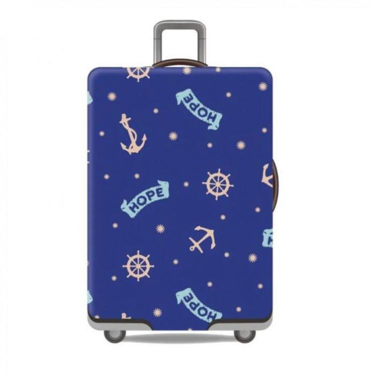 Protective cover "Marine Theme" for suitcase (Size S) with color print, thick stretch material, cutouts for handles 