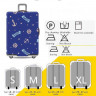 Protective cover "Marine Theme" for suitcase (Size S) with color print, thick stretch material, cutouts for handles 