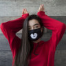 Youth mask, black with bear face print