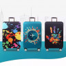 Захисний чохол "World Travel" для валізи (Розмір XL) з кольоровим принтом, щільний матеріал, що витягується, вирізи під ручки 