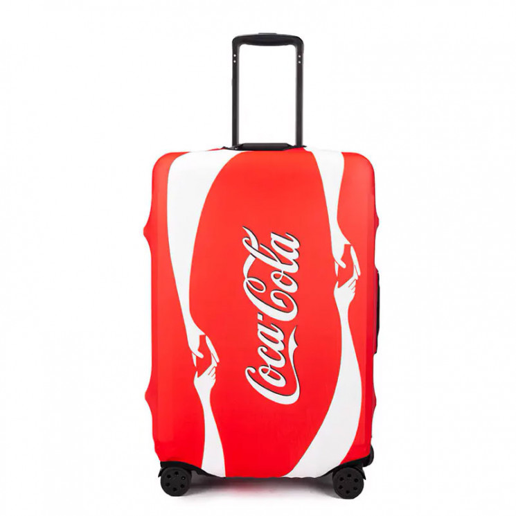 Захисний чохол "Coca Cola" для валізи (Розмір S) з принтом, щільний матеріал, що витягується, вирізи під ручки