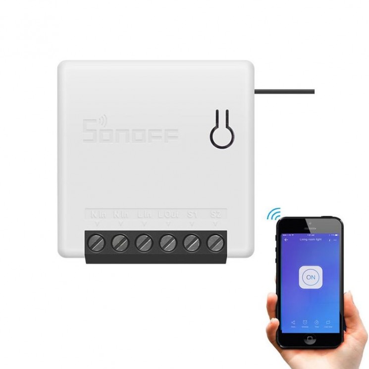 Wi-fi мини выключатель SONOFF MINI для работы параллельно с настенным выключателем и проходными выключателями