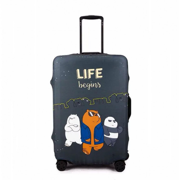 Чохол захисний "Life Begins" для валізи (Розмір M) з кольоровим принтом, щільний матеріал, вирізи під ручки