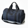 Multifunctional carry-on sports and travel bag with pockets, a suitcase clip, and a shoe compartment.