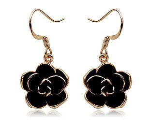 Gold-plated earrings “Black Rose”