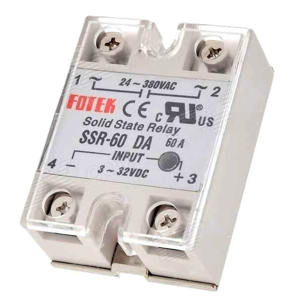 Твердотельное реле FOTEK SSR-60 DA, вход 3-32 VDC, выход - 24-380VAC