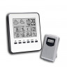 Desk clock - weather station with wireless temperature and humidity sensor, alarm clock, weather condition, moon phases
