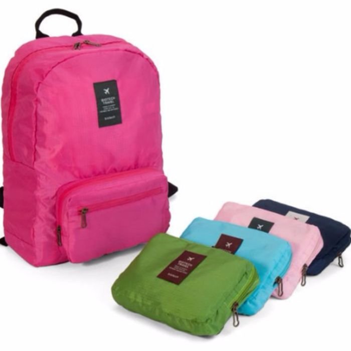 Folding backpack - transformable for travel, everyday wear, lightweight moisture-resistant fabric