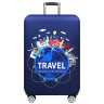 Захисний чохол "Travel Mood" для валізи (Розмір XL) з кольоровим принтом, щільний матеріал, що витягується, вирізи під ручки