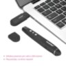 Pen-shaped presenter with built-in control panel and laser pointer 