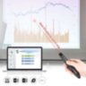 Pen-shaped presenter with built-in control panel and laser pointer 