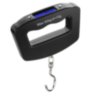 Convenient canter in the form of a handle with a hook for weighing things or luggage, LCD screen, up to 50 kg