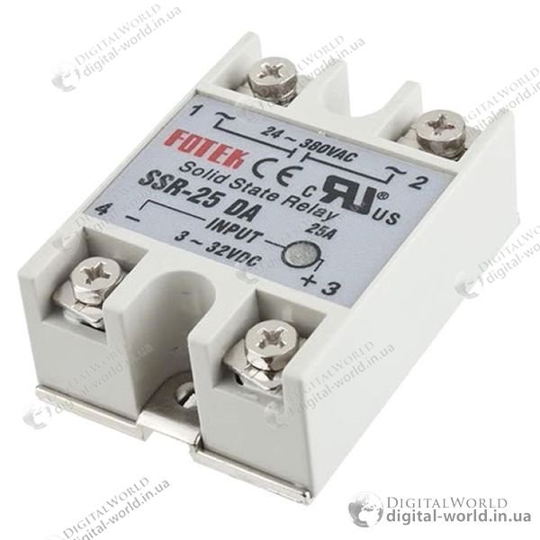 Твердотельное реле FOTEK SSR-25 DA, вход 3-32 VDC, выход - 24-380VAC